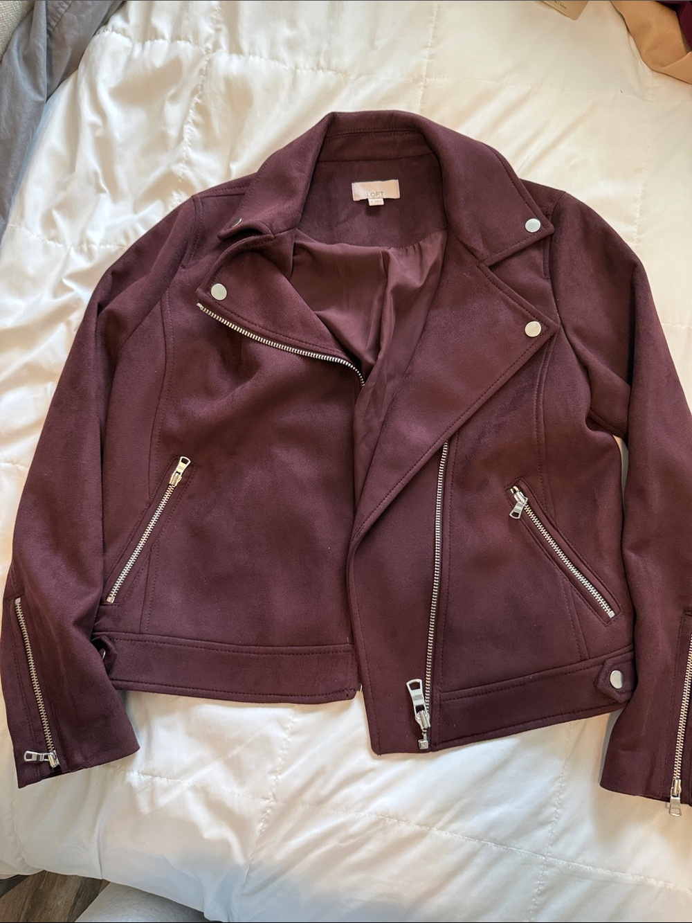 NWOT LOFT purple suede jacket